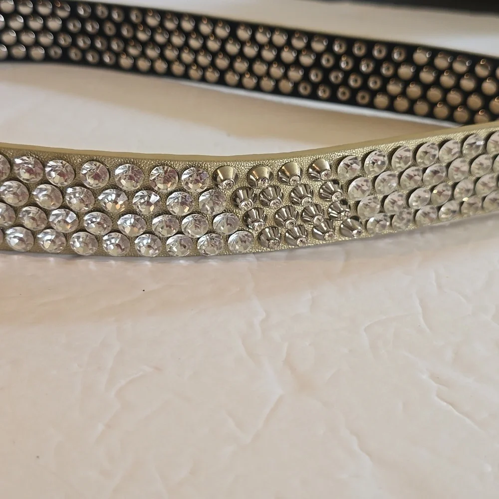 MMS Design Sudio Womens Gold Sparkle Bling rhinestone Belt western Sz.L/XL